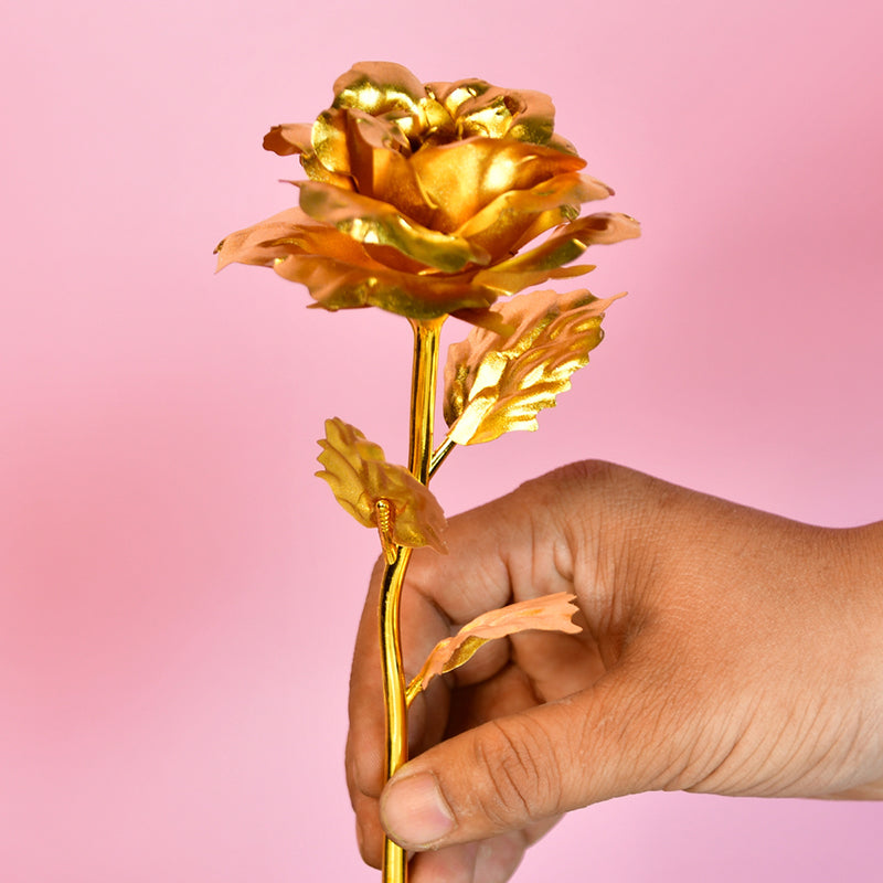 Story Of Rose Resin Showpiece - Gold