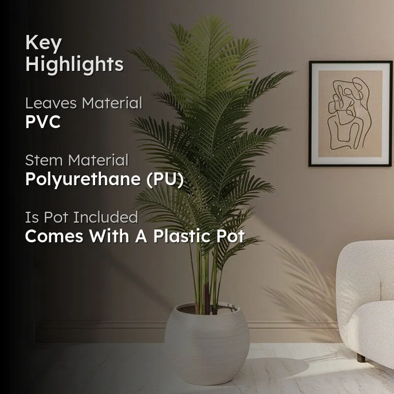 Statement Green Areca Palm Artificial Plant With Black Plastic Pot media 2