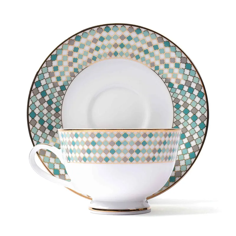 Christolite 24k Gold Brushed Porcelain Tea Cup & Saucer (280 mL) - Set of Six media 5