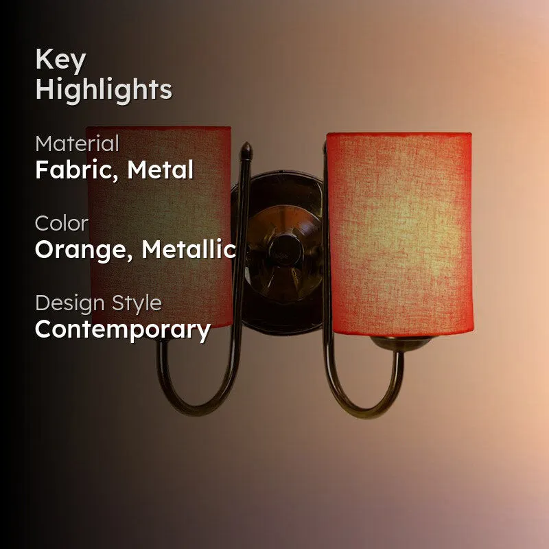 Veda Duo Cylindrical Fabric & Metal Wall Lamp - Orange media 2
