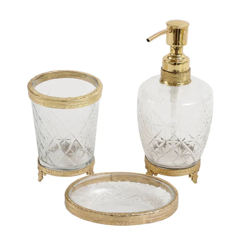 Starry Crystal Cut Bathroom Set - Gold media 3