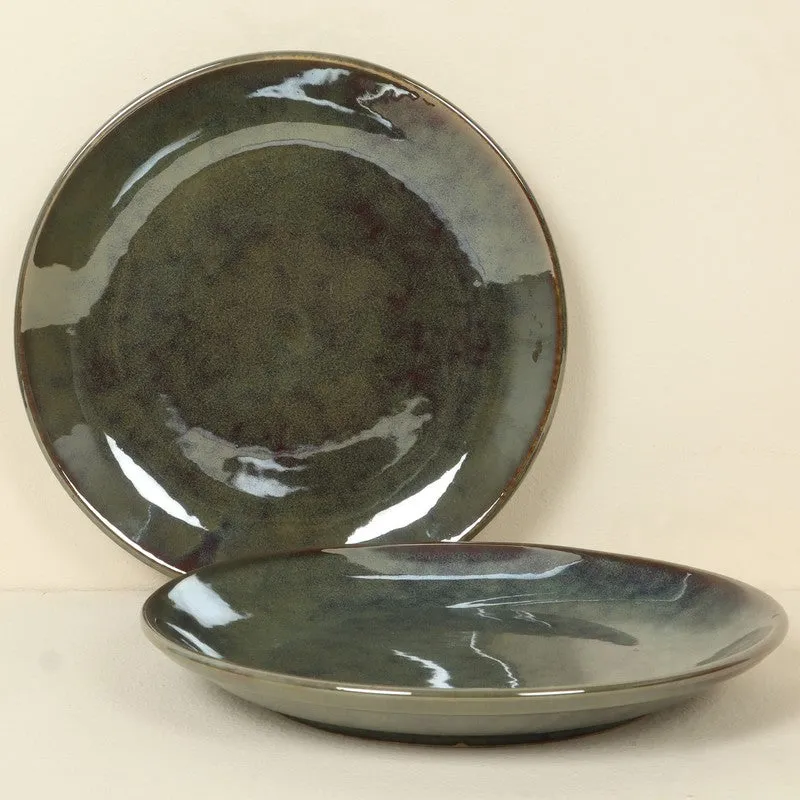 PlateMate Ceramic Quarter Plates (Olive Green) - Set Of Two media 4