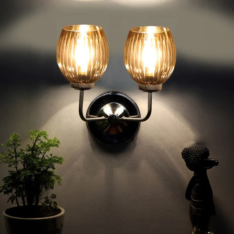 Vintage Glow Twin Shade Glass Wall Lamp media 5