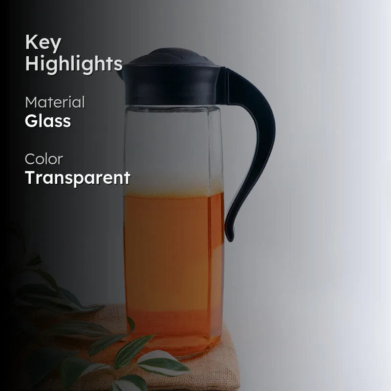 Domana Fersha Transparent Jug With Lid (Black) - 1600 ML media 2