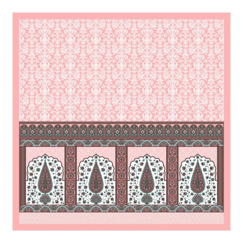 Ethnic Glow Cotton Bedsheet (Pink,Brown) - 120 TC media 5