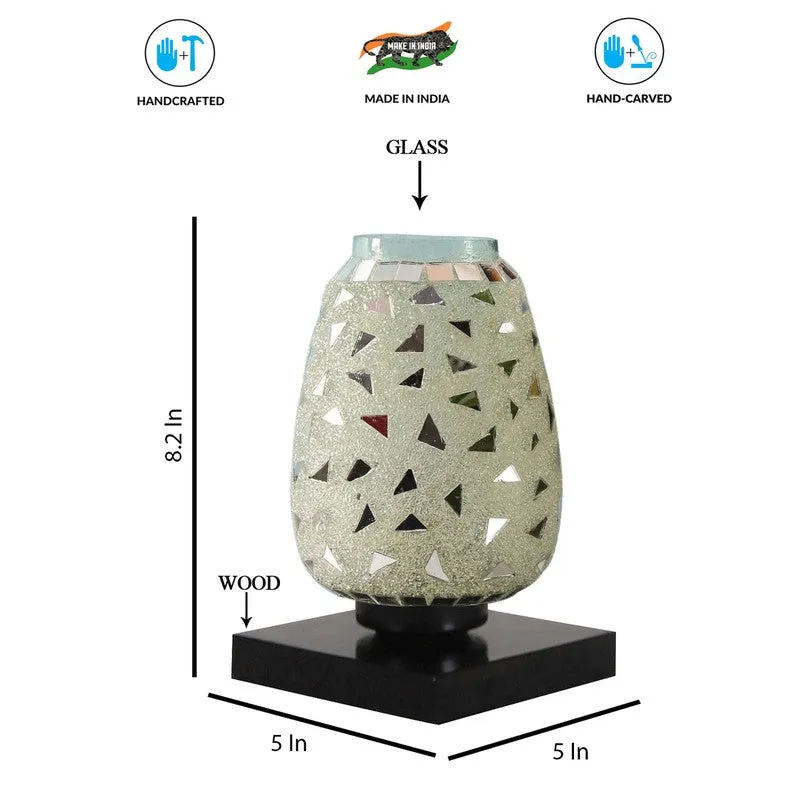 Luminte Mosaic Glass Wooden Table Lamp With Base media 9