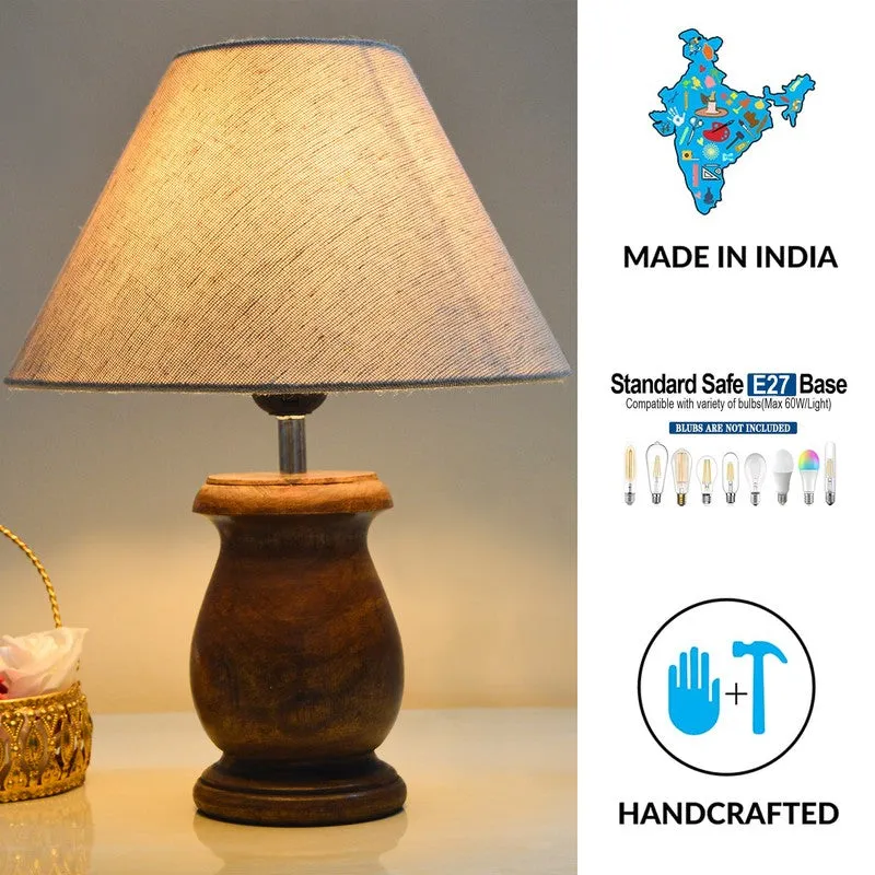 CleanGlow Wooden Table Lamp - Beige media 3