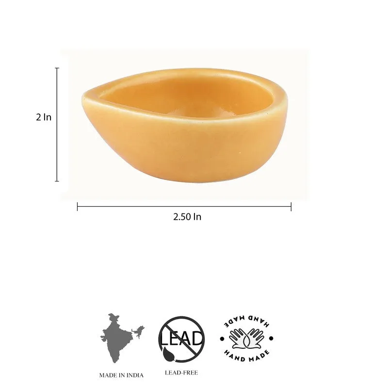 Earthen Festive Diya Set (Yellow) - Set Of Four media 8