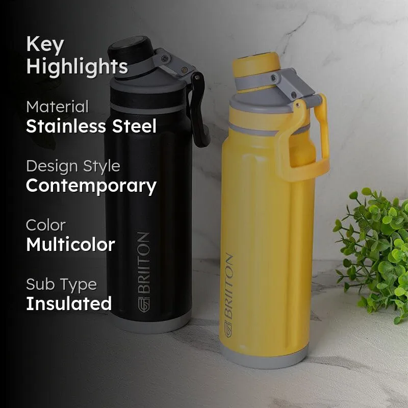 Aqua Alchemy Hot & Cold Thermos Water Bottle (Black & Yellow, 750 mL Each) - Set Of Two media 2
