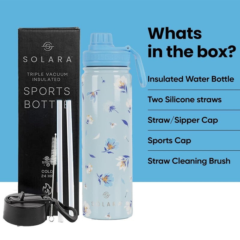Solara Insulated Stainless Steel Bottle (650 mL) - Blue,Black media 6