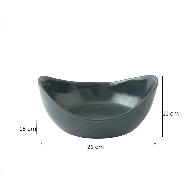 Earthy Blue Oval Serving Bowl media 6