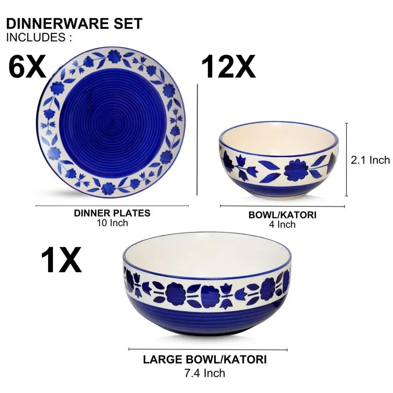 Clayora Seno Ceramic Dinner Set (Blue) - 19 Piece Set media 8