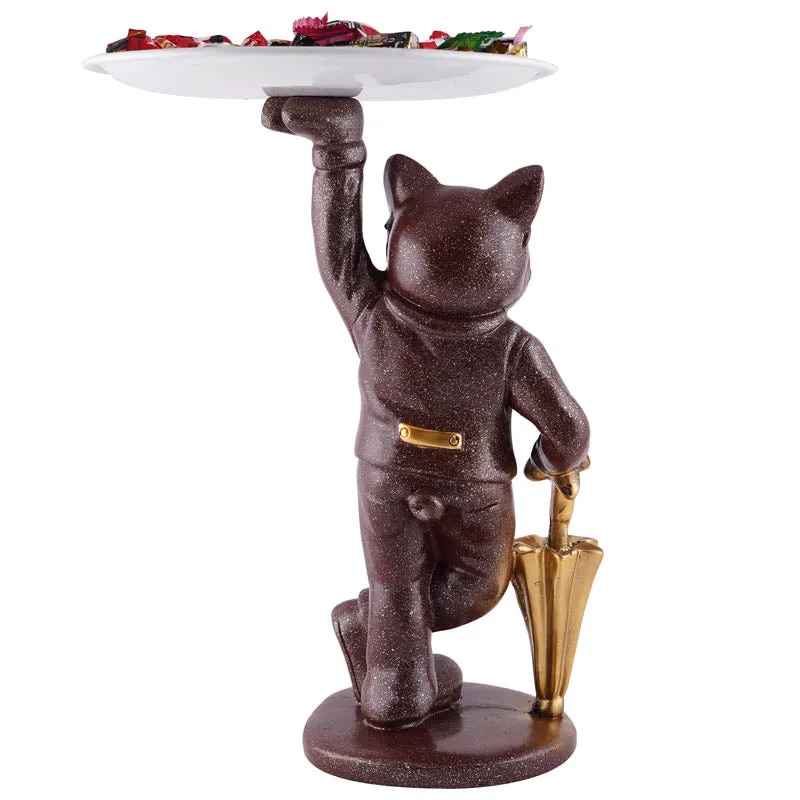 Dapper Cat Painted Polyresin Show Piece - Coffee media 6