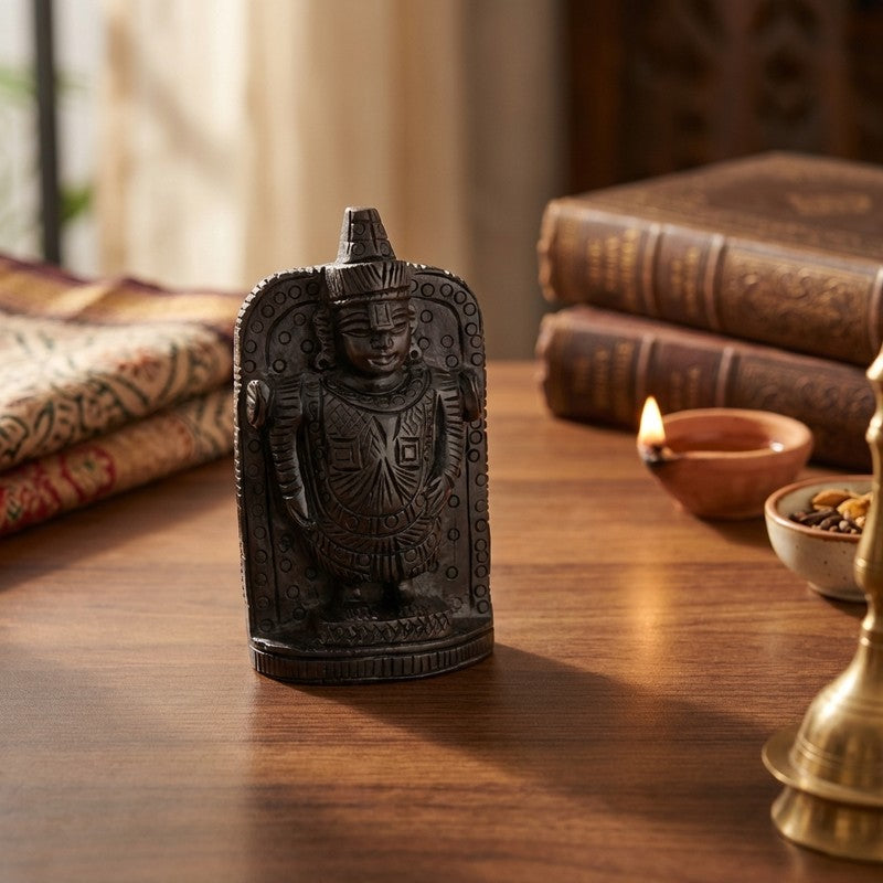 Sri Venkateswara Divine Ebony Wood Idol