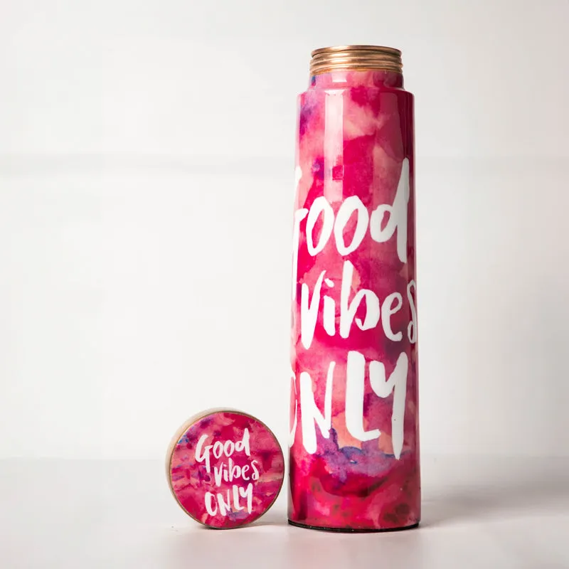 Pink Good Vibes Only Copper Water Bottle - 950 mL media 5