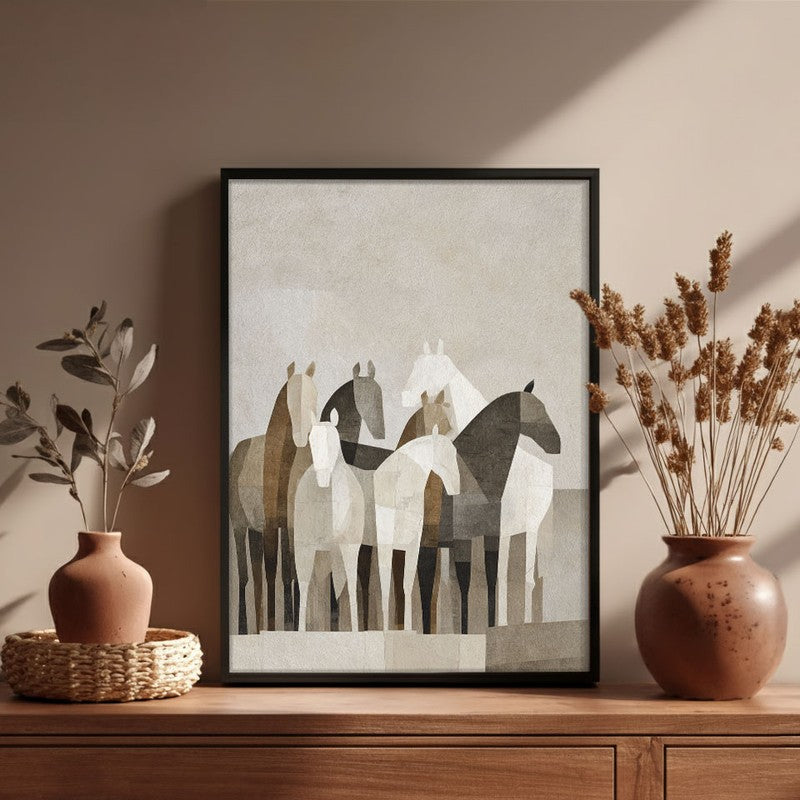 Drifting Horse Wall Painting With Black Frame media 6