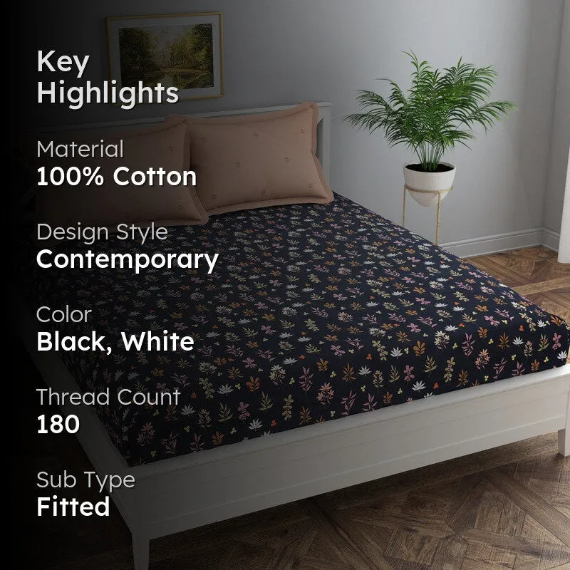 Bloom Shine Cotton Fitted Bedsheet - 180 TC media 2