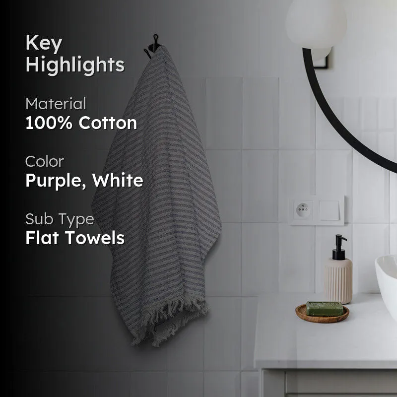 Micro Cotton LuxeDry Striped Comfort Bath Towel - Purple & White media 2