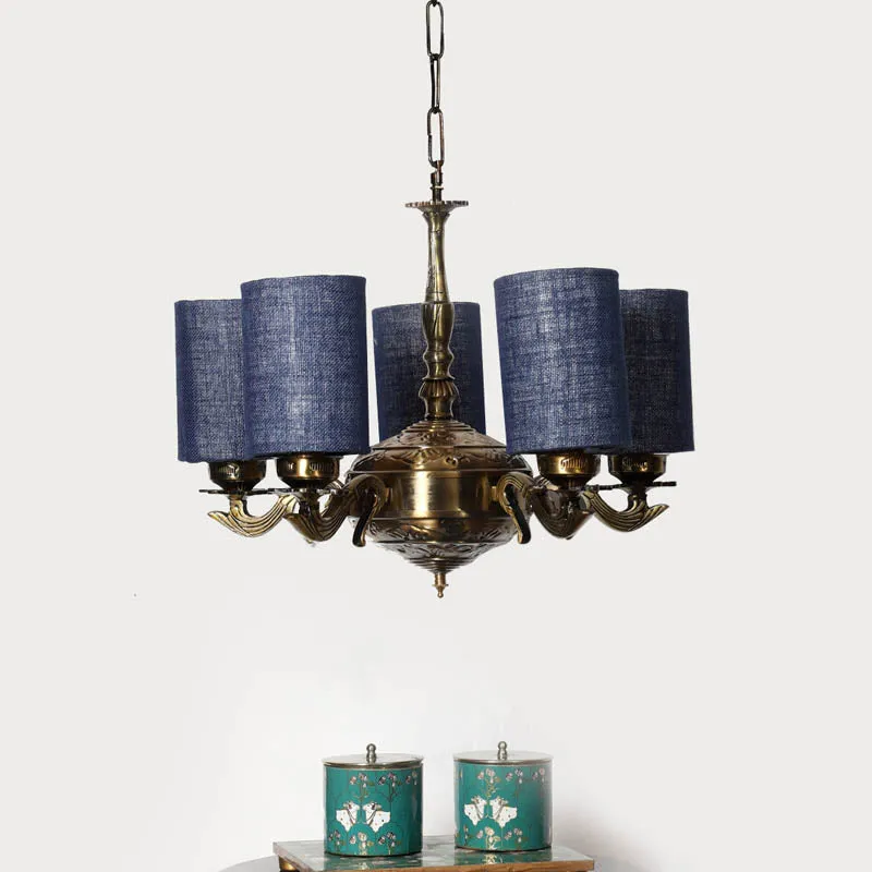 Misha Cylindrical Golden Antique Ceiling Lamp media 2