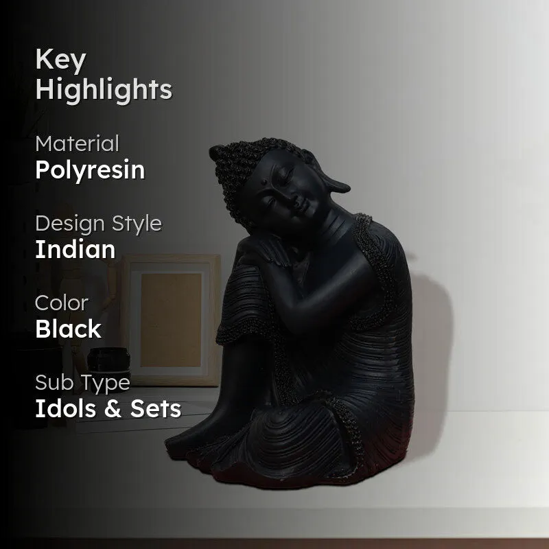 Zen Resting Buddha Showpiece - Black media 2