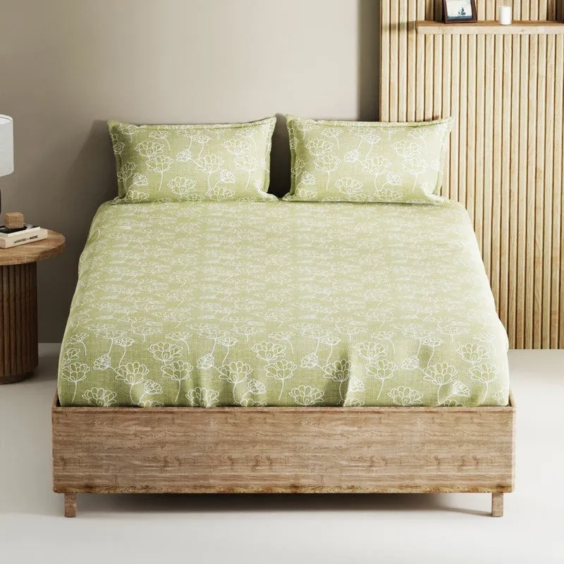 Belora Cotton Bedsheet (Green) - 144 TC media 3
