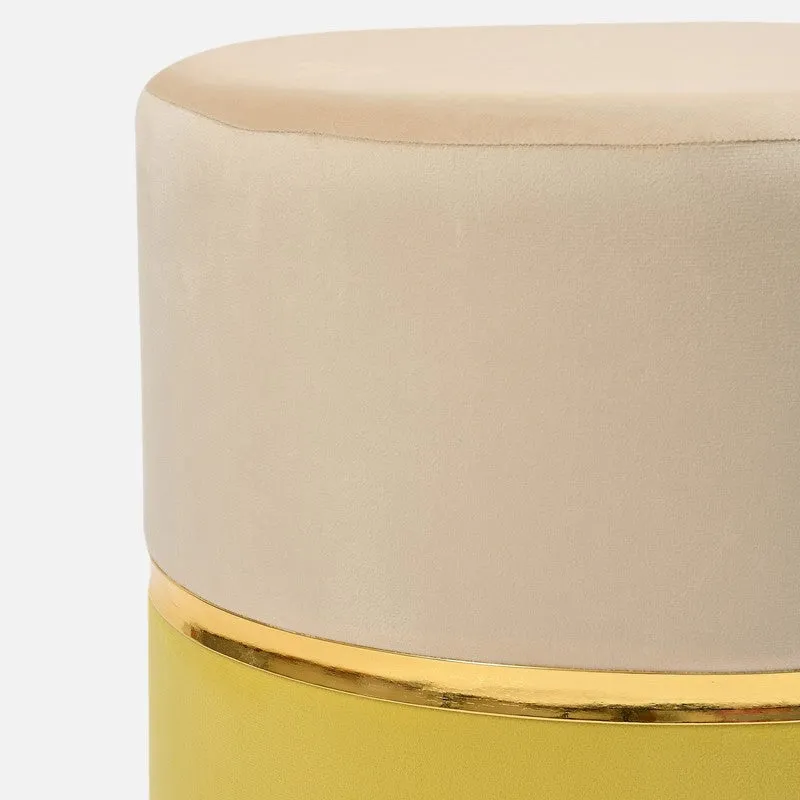 Dualtone Solid Velvet Pouffe - Beige & Yellow media 4
