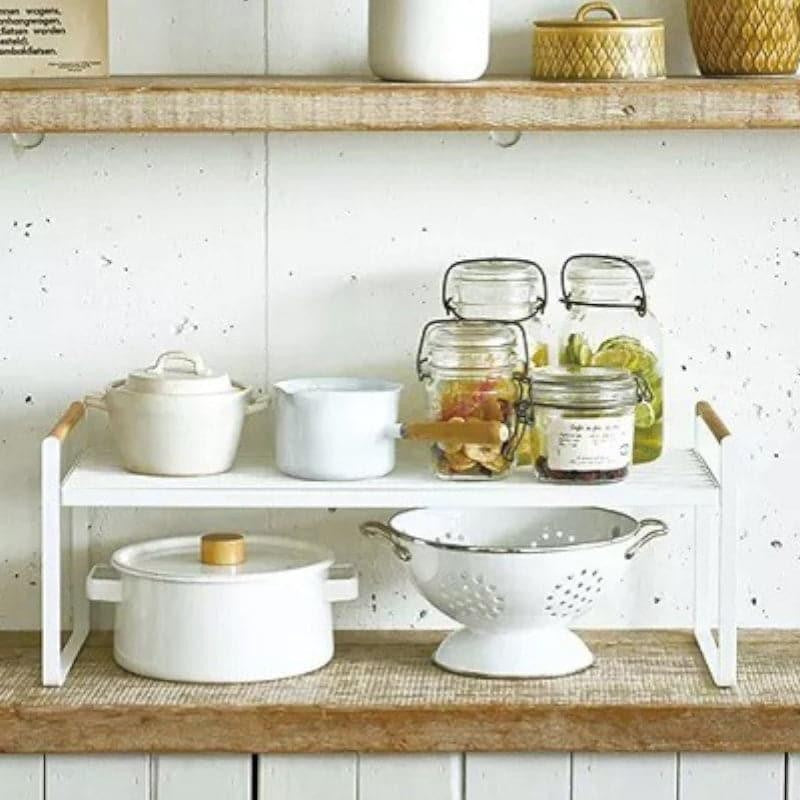 White Kitchen Countertop Riser Table - Space-Saving Organizer media 3