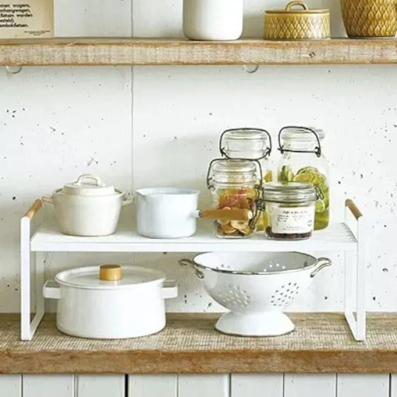 White Kitchen Countertop Riser Table - Space-Saving Organizer media 3