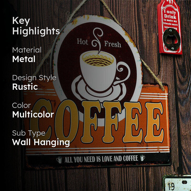 All You Need Is Love & Coffee Retro Metal Wall Accent media 2