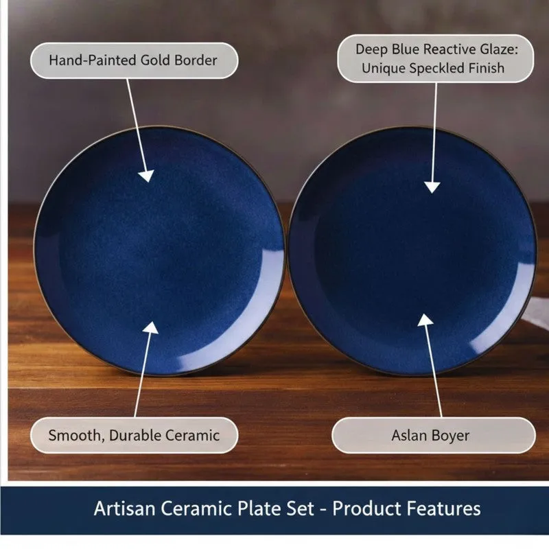 Ceramic Dinner Plates (Blue) - Set of Two media 7