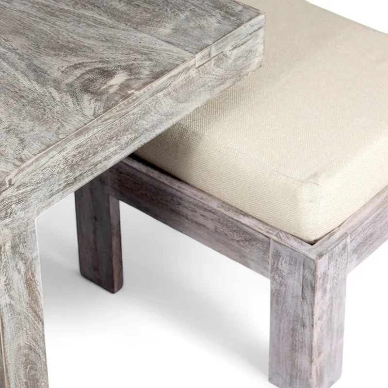 Fervon Sheesham Wooden Center Table with Stools and Cushions (Grey,White) - Nine Piece Set media 8