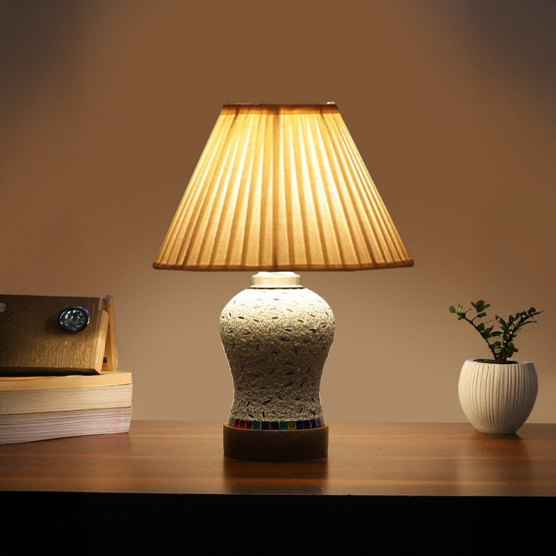 Nivora Pleatra Wooden Table Lamp - Multicolor