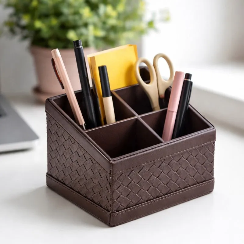 AarviDecor TaskTidy Faux Leather Desk Organizer media 1
