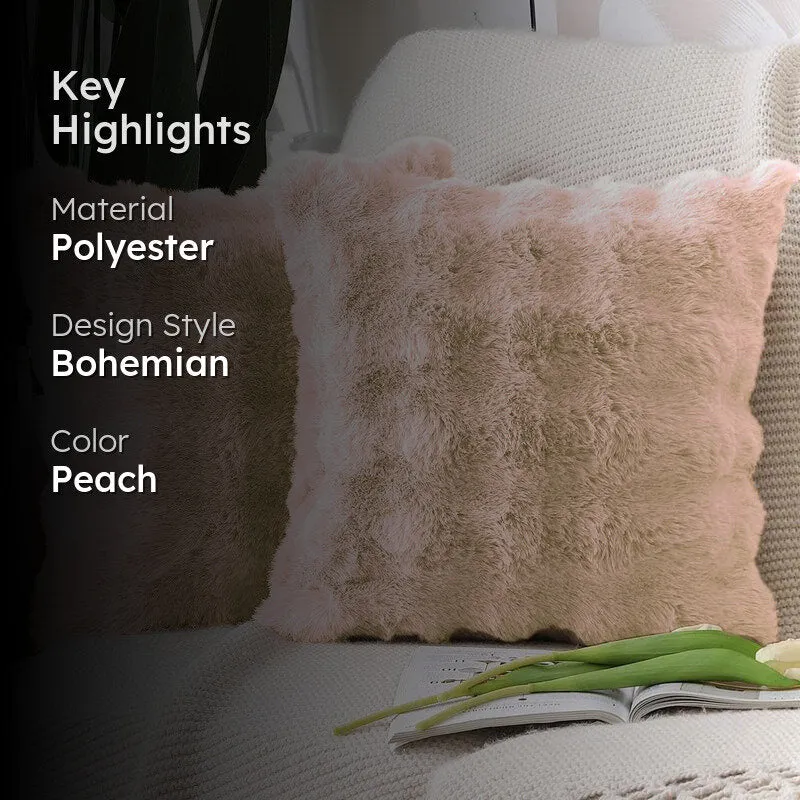 Bubble Luxe Cushion Cover Set (Peach) - Set Of Two media 2
