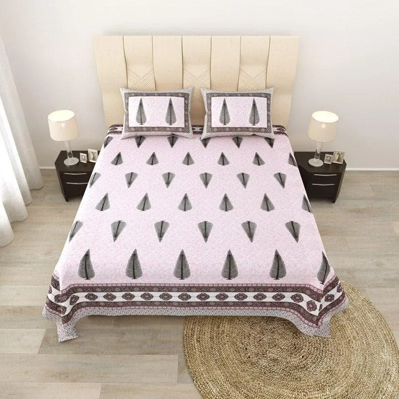 Madhurakshi Printed Cotton Bedsheet (Pink) - 140 TC media 3