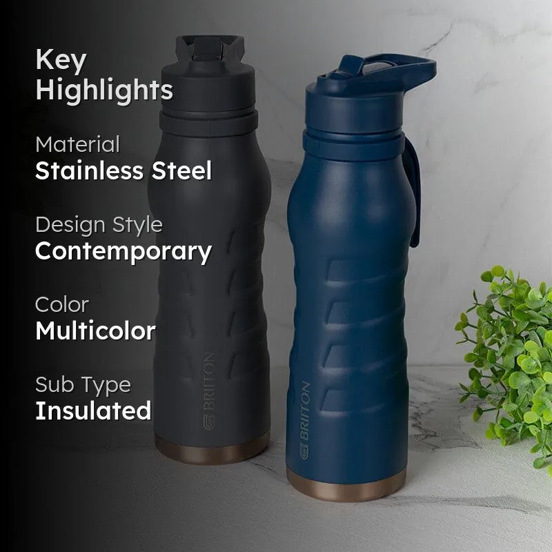 Epiquencher Hot & Cold Thermos Water Bottle (Blue & Grey, 750 mL Each) - Set Of Two media 2