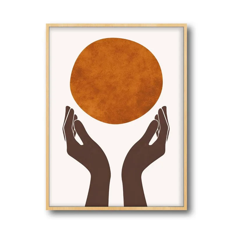 Holding the Sun Canvas Wall Painting With Brown Frame media 3
