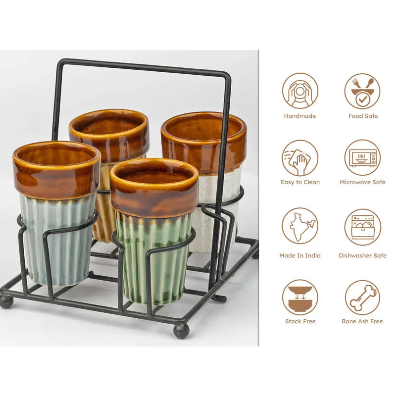 Aria Handmade Khulhad With Stand (110 ML) - Five Piece Set media 8