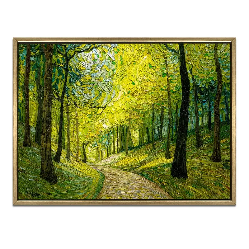 Sunlit Woodland Canvas Wall Painting With Frame media 3