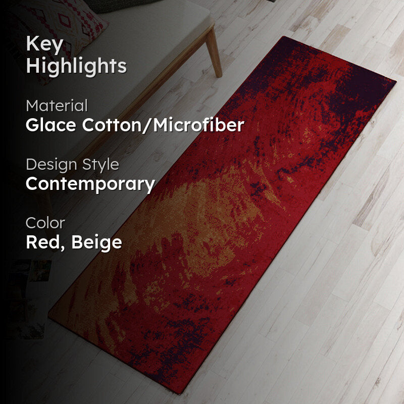 Esmond Abstract Micro Fiber Runner Rug - Orange media 2