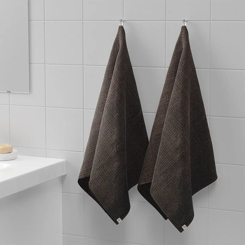 Madras Terry Cotton Face Towel (Dark Wood) - Set Of Four media 1