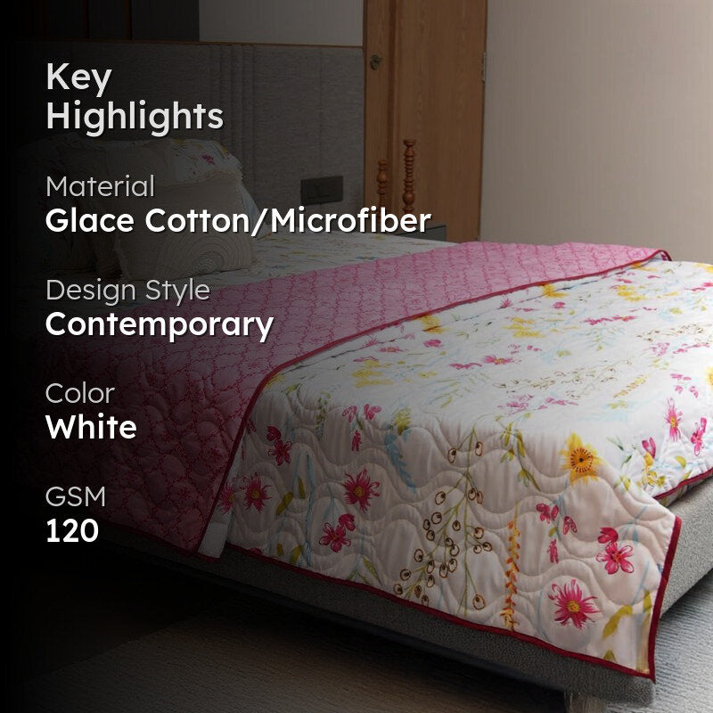 Urban Space France Reversible Microfiber Dohar (Pink) - 120 GSM media 2