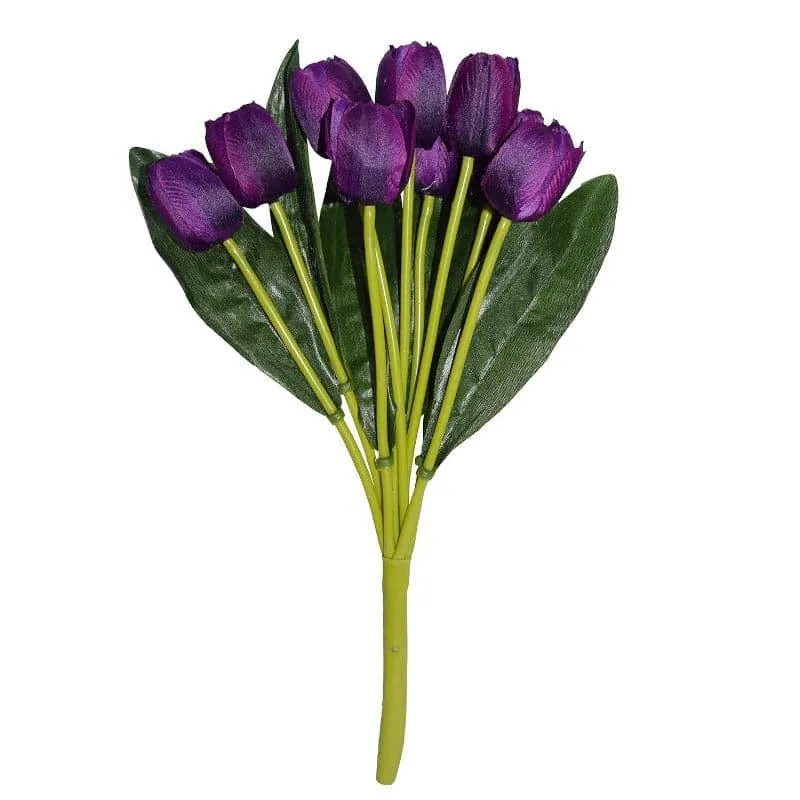Faux Silk Artificial Tulip Flower Bunch - Violet media 3