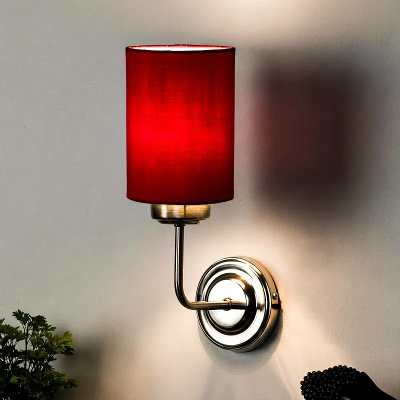 Biyox Cylindrical Fabric Wall Lamp - Red media 3