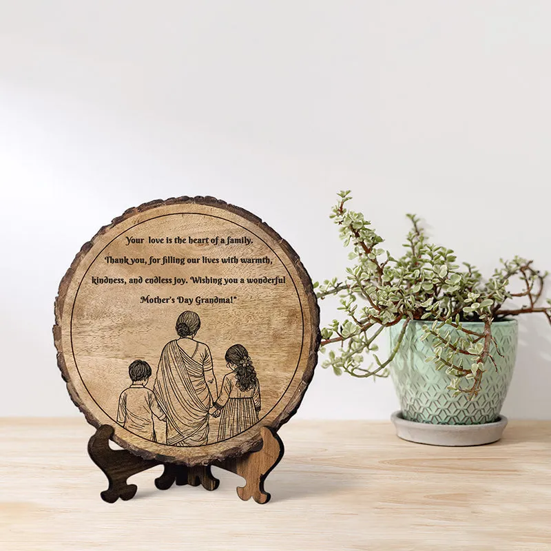 Happy Mother's Day, Grandma Wood Showpiece - Round media 1