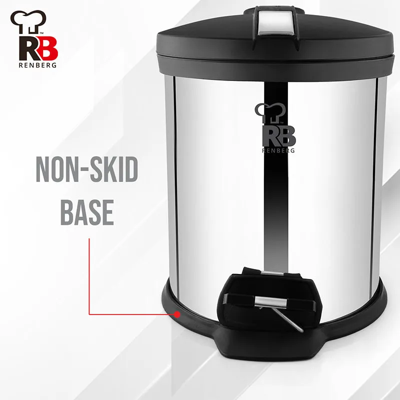Bergner Silver Step Stainless Steel Pedal Dust Bin - 5000 mL media 7
