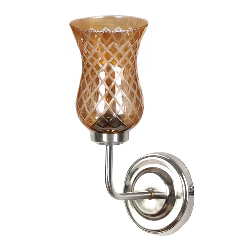 Honey Glow Nickel Glass Wall Lamp media 6