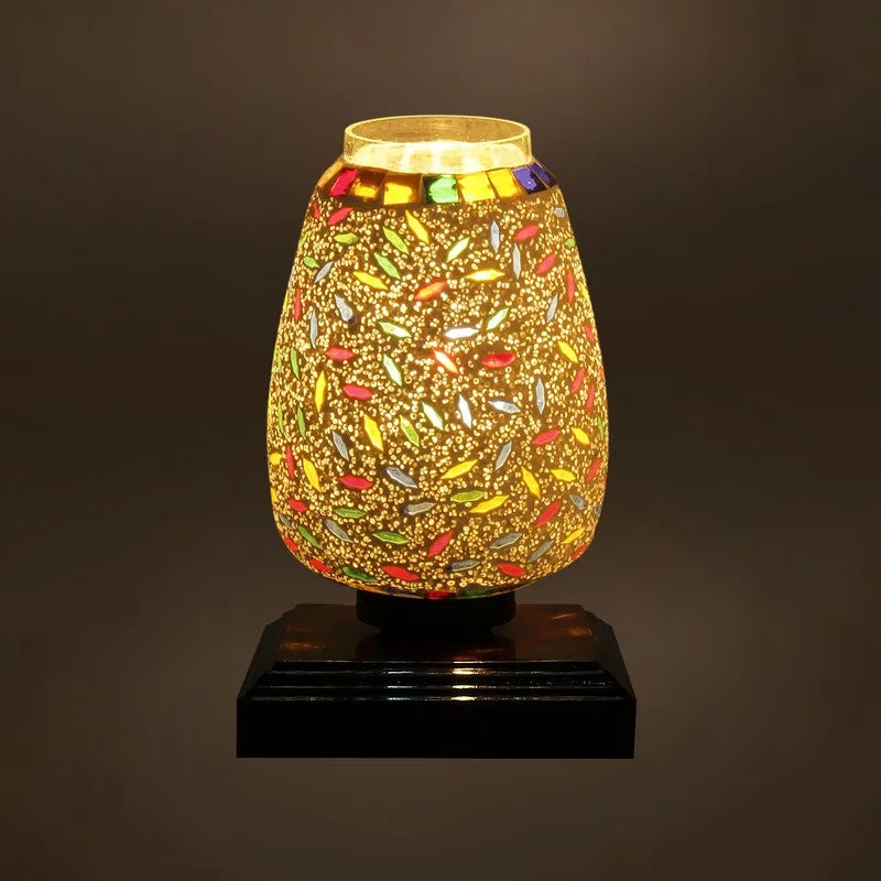 Glimvar Glass Table Lamp With Wooden Base - Multicolor media 7