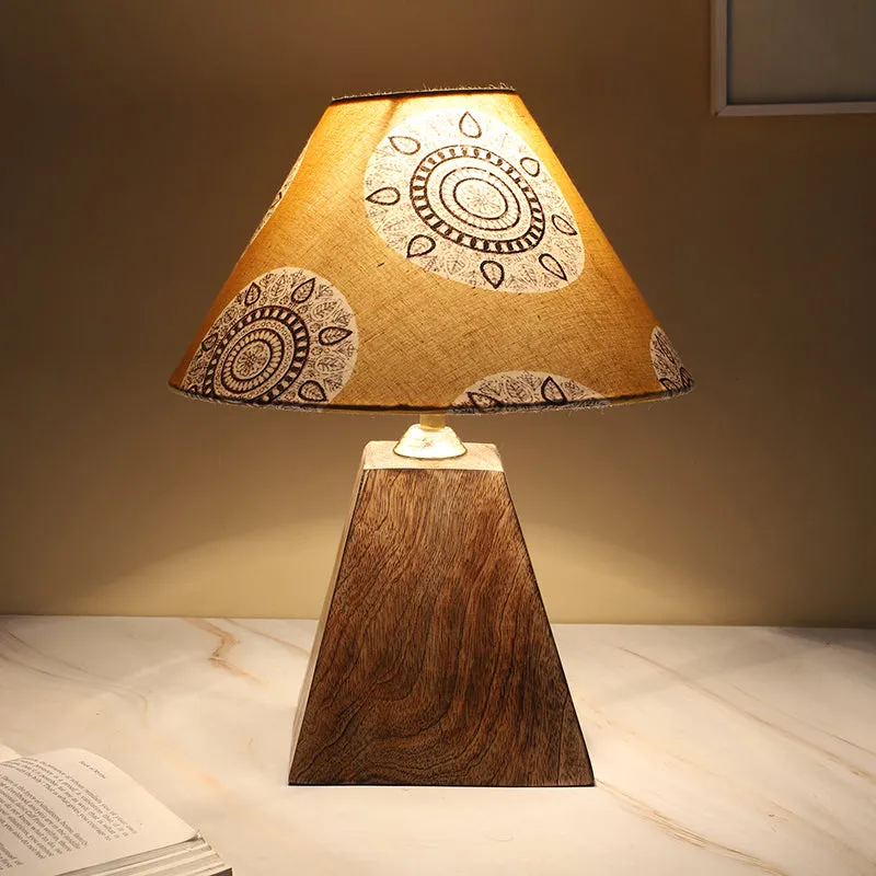 Mandala Merry Obelisk Printed Mango Wood Table Lamp - Brown,Yellow,White media 4