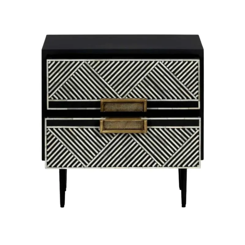 Sleek Black Mother of Pearl Side Table media 3